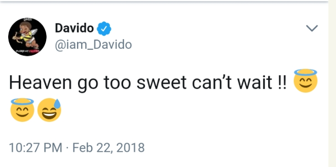 Davido: 'Heaven Go Too Sweet Can't Wait!!' - Fans React (Photos)