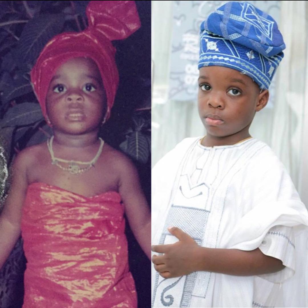 Wizkid's first baby mama shares side by side photos of herself and son