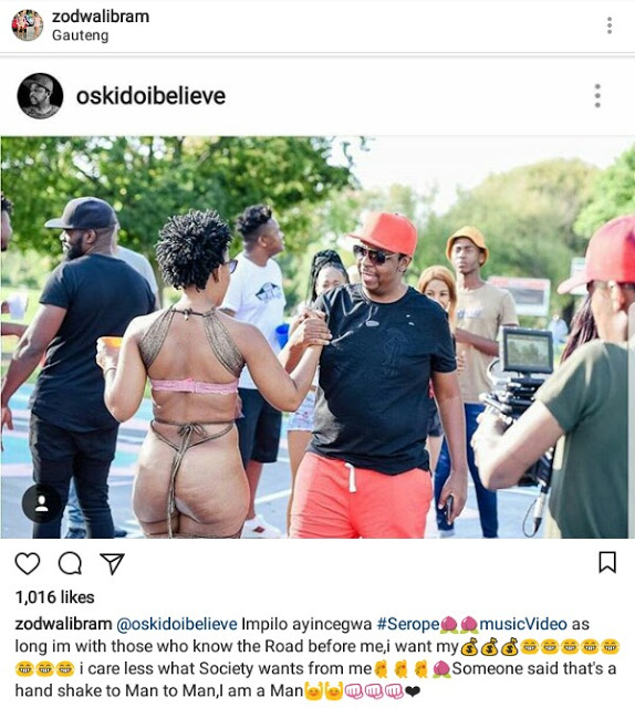 South African Dancer, Zodwa Wabantu Goes Nude On The Set Of New Music Video
