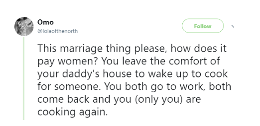 Feminist Wonders How Marriage Pays Women, Says Being Married In Nigeria Is Inconveniencing