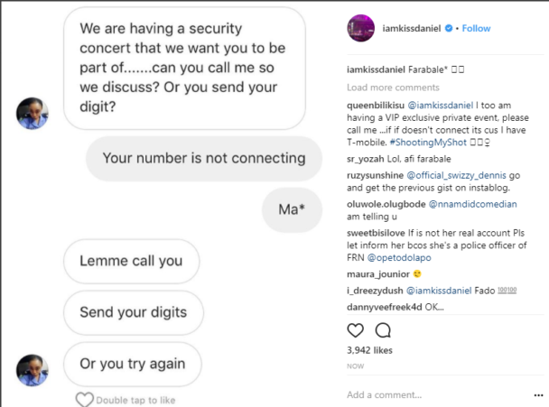 UPDATE: Kiss Daniel shares chat with Dolapo Badmus, to debunk arrest rumors