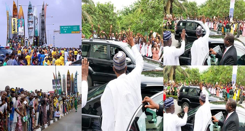 See photos of Lagosians that came out enmass to welcome President Buhari