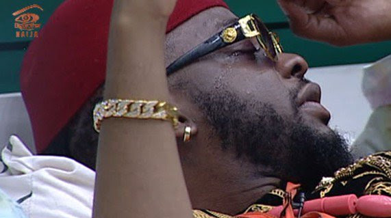 #BBNaija Teddy A weeps over Bam Bam's shock eviction (Video)