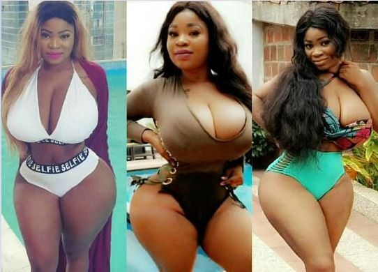 Roman Goddess flaunts her famous curves and major cleavage in sexy swim wears (photos)