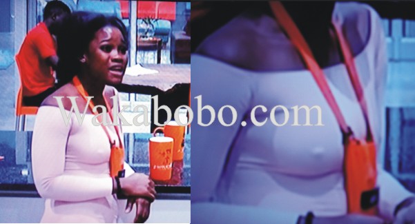 #BBNaija: Cee-C Attempts Covering Her Erect Nipples (Photos)