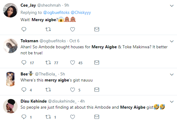 Mercy Aigbe trends on Twitter over rumour of Ambode buying her a mansion