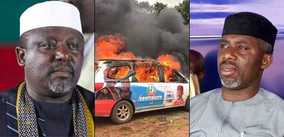 Youths Raze Down Gov Okorocha's Son-In-Law's Campaign Vehicles