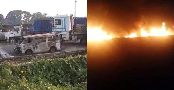 Fuel tanker explosion at Ojo barracks bustop Lagos, many cars razed (Video)