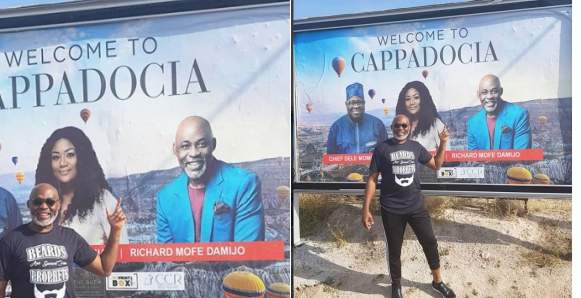 "Mommy I Made It" Richard Mofe Damijo Gushes As He Is Welcomed To Turkey With A Billboard