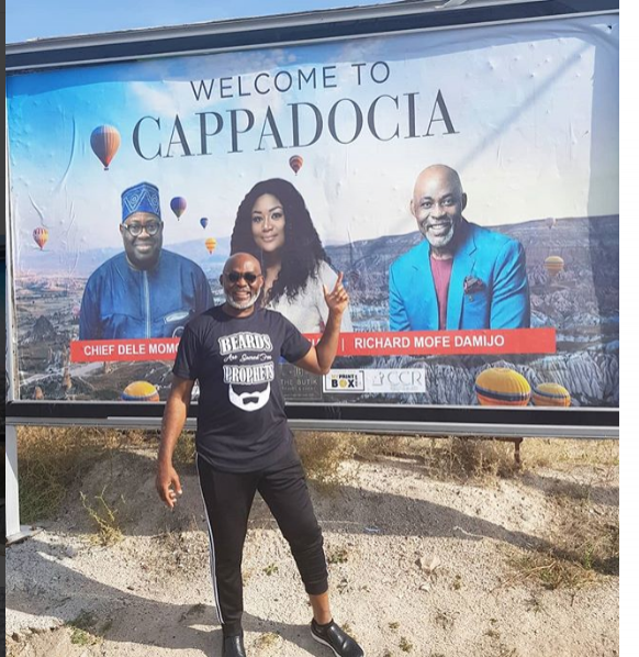 'Mommy I Made It' Richard Mofe Damijo Gushes As He Is Welcomed To Turkey With A Billboard