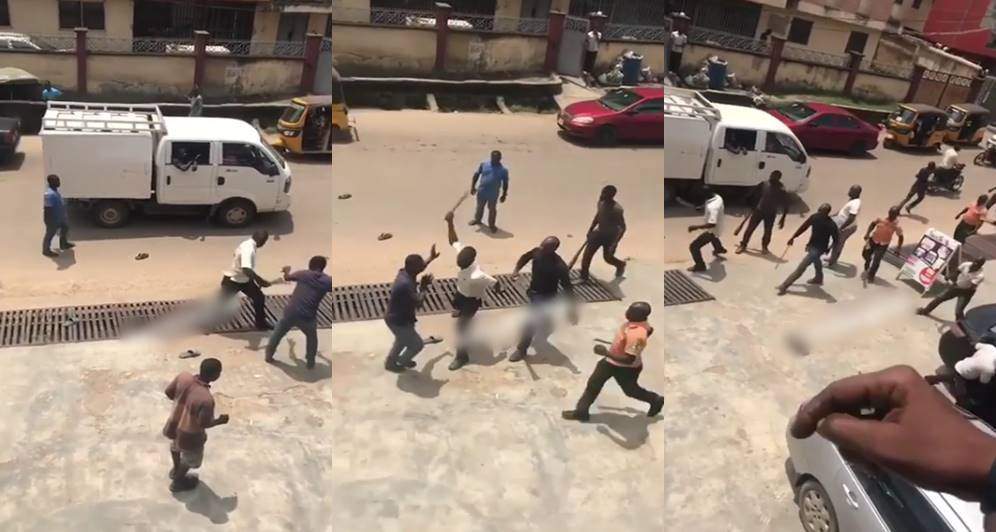 Lagos task force officials attack residents with machetes (Video)