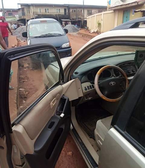 Nigerian Man Cries Out After Burglars Strip His Car Naked (Photos)
