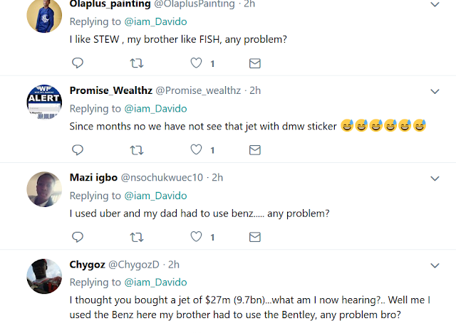 Twitter users mock Davido for saying he couldn't fly to Nairobi on his private jet because his dad had to use it