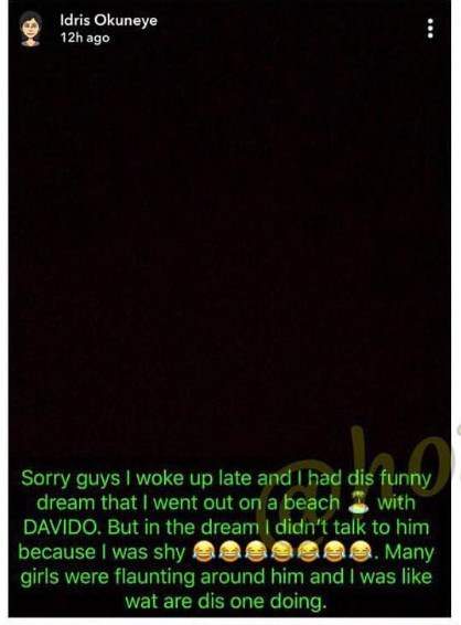 Bobrisky reveals he dreamt about Davido last night