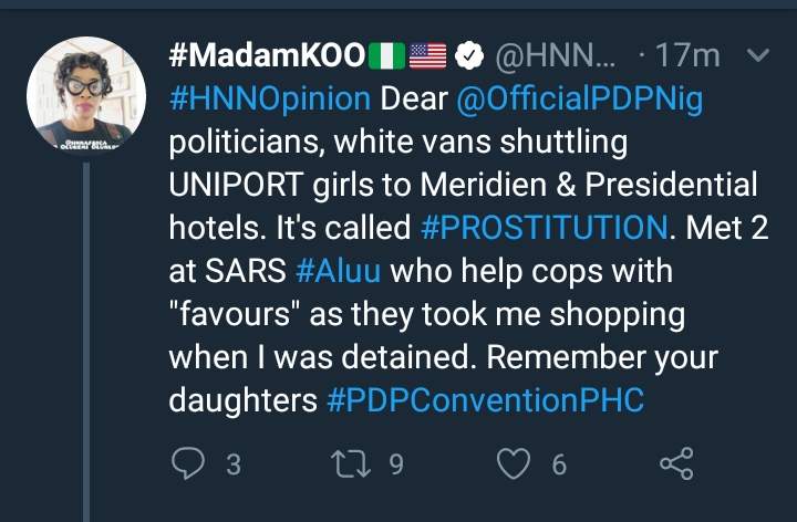 'PDP Politicians Camping UNIPORT Girls In Port Harcourt Hotel' - Kemi Olunloyo
