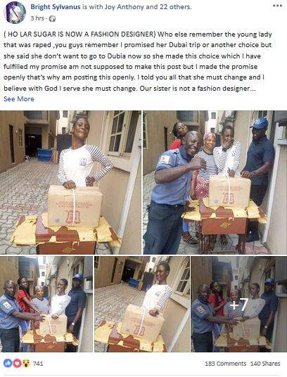 See what man did for Nigerian girl who was gang raped by 5 guys in Lagos (Photos)