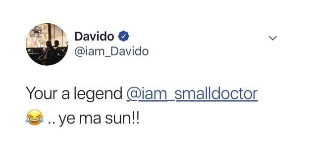 Davido calls Small doctor a Legend after he told Buhari 'Ye masun' (Video)