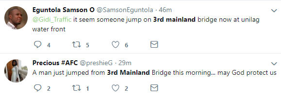 Married man jumps off 3rd mainland bridge this morning (Photo)