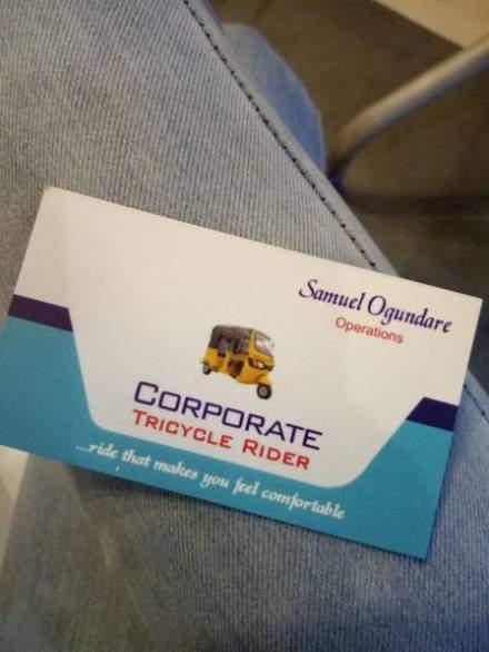 'Corporate keke driver' who has sweets and his business card in his tricycle for passengers goes viral (photos)