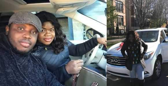 Nigerian lady screams uncontrollably as husband surprises her with brand new Infiniti SUV (Photos)