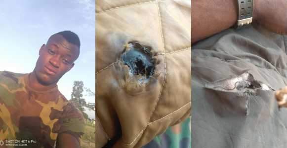 Nigerian soldier miraculous survives after from Boko Haram attack penetrated his sweater (photos)