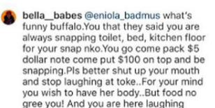 Eniola Badmus Fights With Toke Makinwa's Fan Over Bikini Photos