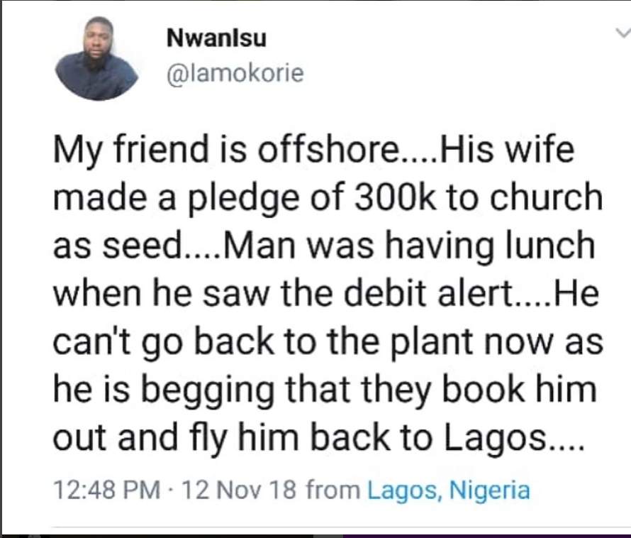 Daddy Freeze boasts of his wife never doing such after a woman sowed her husband's N300,000 to her pastor