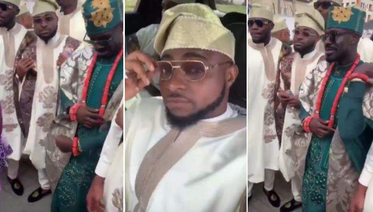 Davido and his 30 Billion Gang storm traditional wedding of Fred Ajudua's son