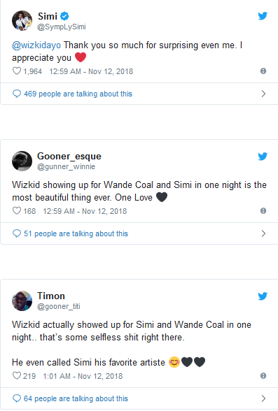 Wizkid surprises Simi and Wande Coal at their sold out concerts in London (videos)