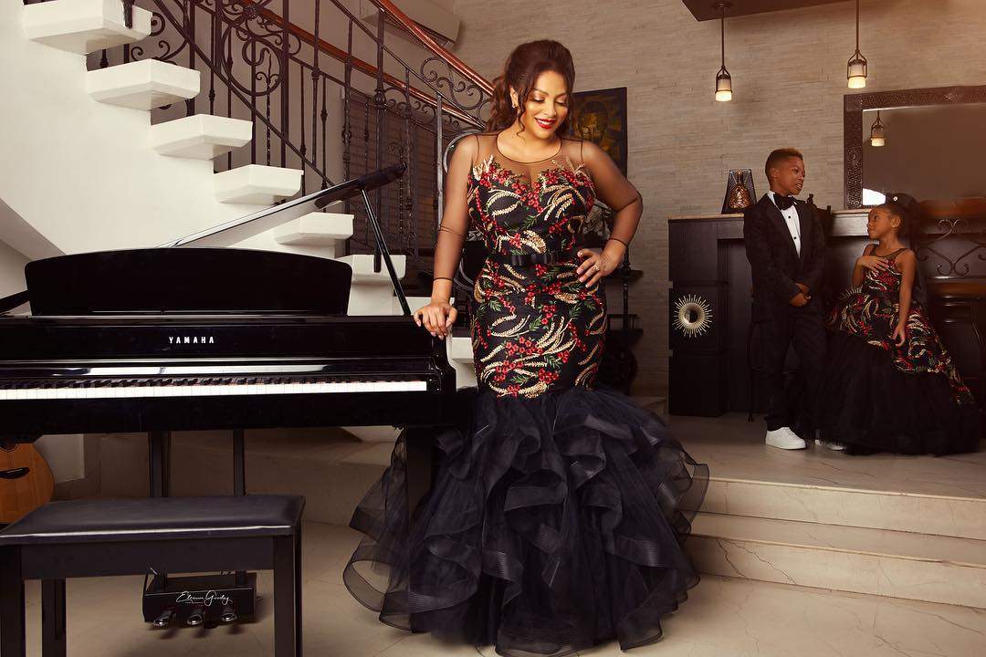 Peter Okoye's Wife Lola Omotayo In Perfect Family Portraits with Her Kids