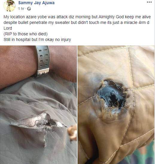 Nigerian soldier miraculous survives after from Boko Haram attack penetrated his sweater (photos)