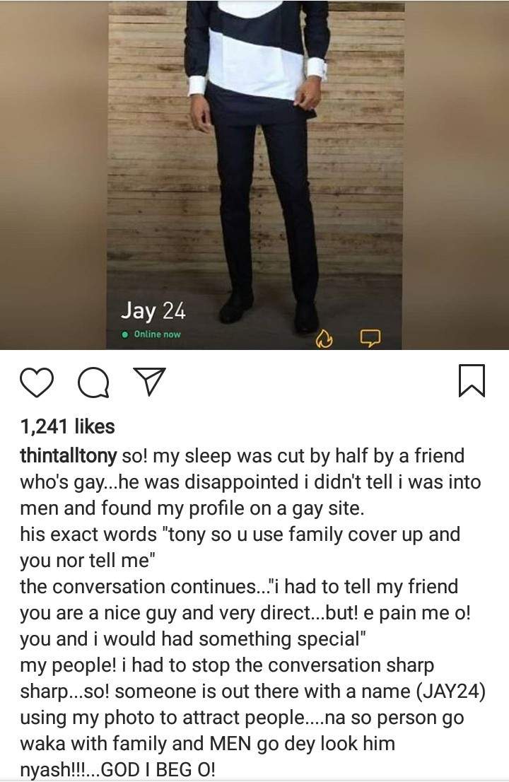 BBNaija Thin Tall Tony Cries Out After Seeing His Photo In A Gay Dating Site