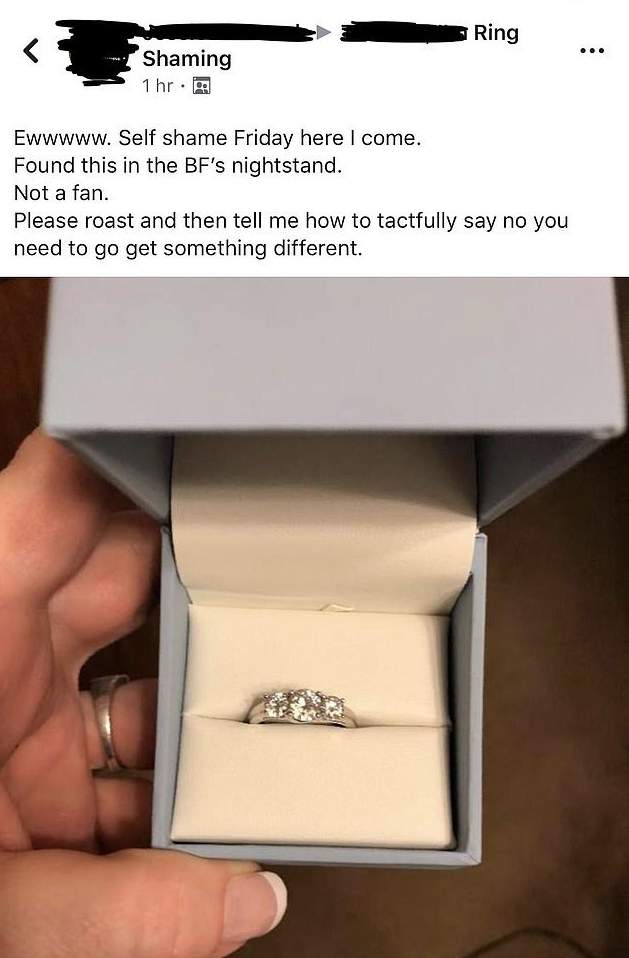 Internet blows up as woman finds diamond engagement ring before boyfriend proposes; says the ring is 'basic AF'