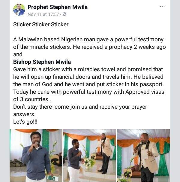 Nigerian man claims he got visas to 3 countries after he placed his pastor's 'miracle sticker' on his international passport