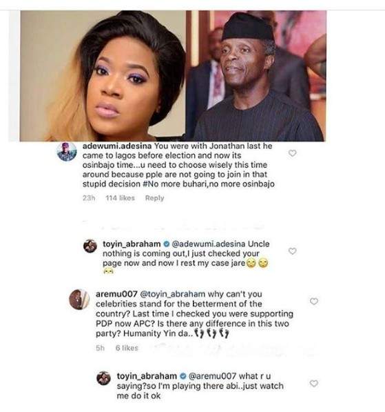Toyin Abraham Slammed By Fans After Being Spotted With Osinbajo For Tradermoni