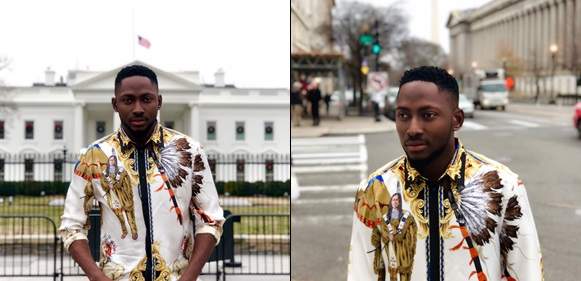 Bbnaija's  Winner Miracle Spotted In Front Of The White House In US