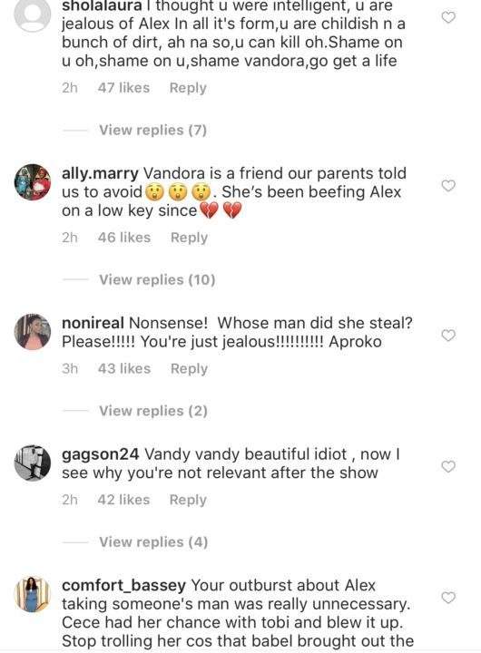 Alex's fans blast Vandora for calling her a 'man thief