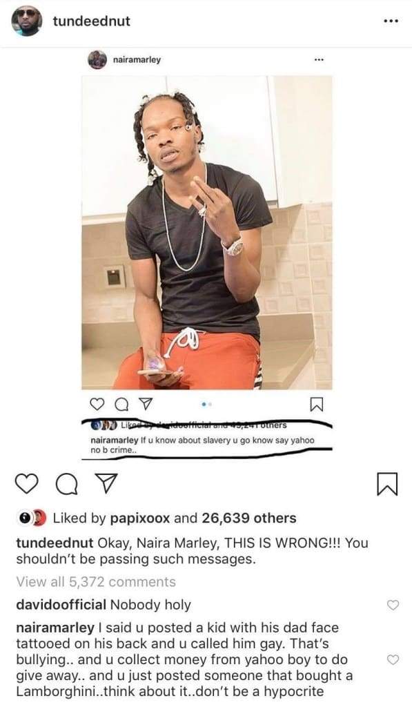 Tunde Ednut under fire as Davido, Zlatan Ibile and Naira Marley stand against him