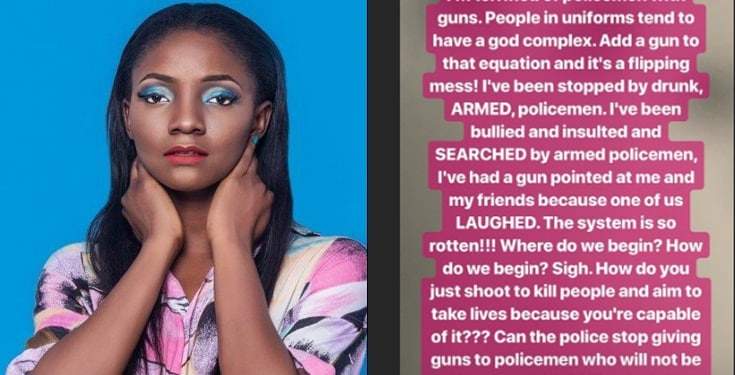 Drunk and armed policemen once pointed a gun at me  - Simi shares her experience with police brutality