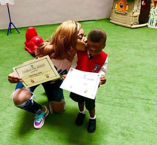 Tonto Dikeh's son's award shows his surname has officially been changed to Dikeh (Photos)