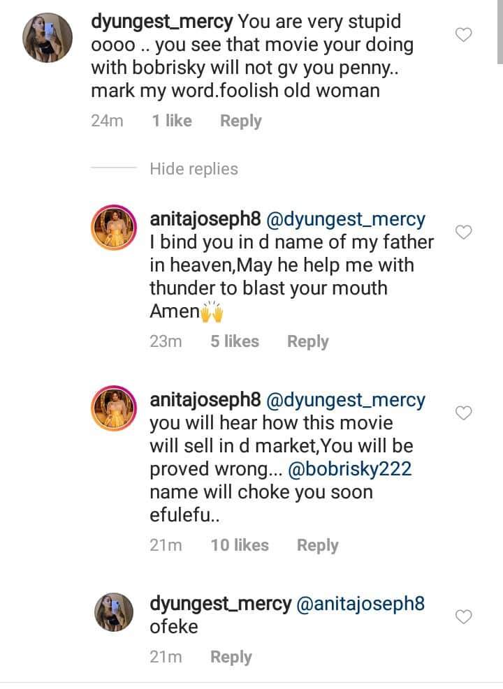 Anita Joseph blasts follower who placed a curse on her for acting a movie with Bobrisky