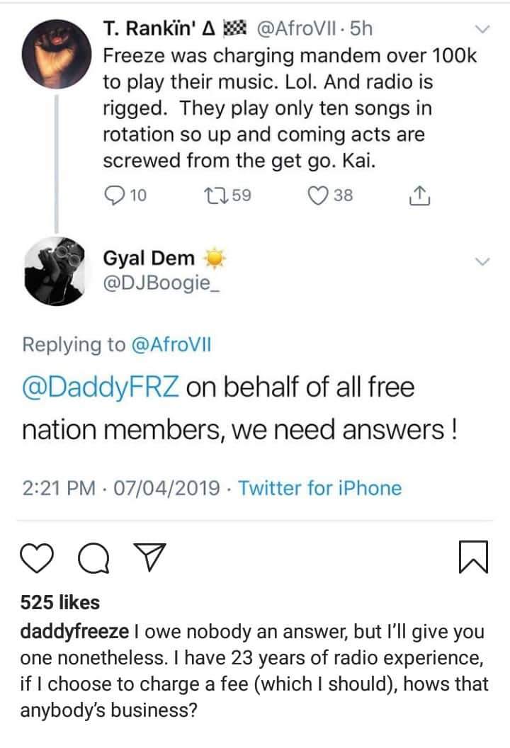 Daddy Freeze accused of taking 100k bribe from artistes before playing their songs on radio, he reacts