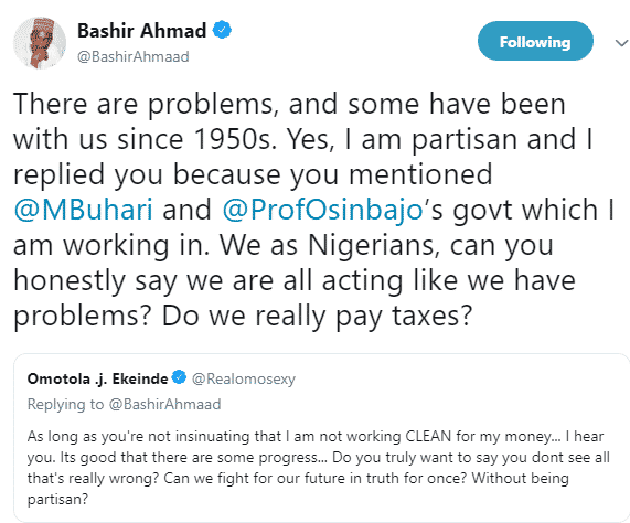 ' Do Nigerians really pay taxes?- Bashir Ahmad asks Omotola Jalade Ekeinde