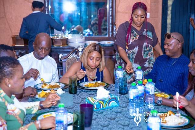 Ned Nwoko and his wife Regina Daniels host private dinner for team