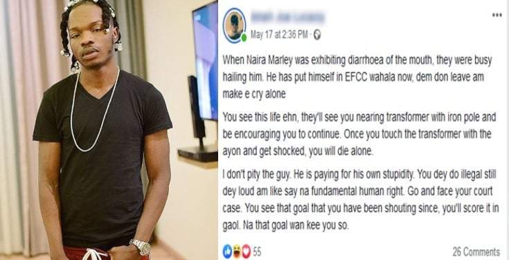 People hailing you have now abandoned you - Man mocks Naira Marley