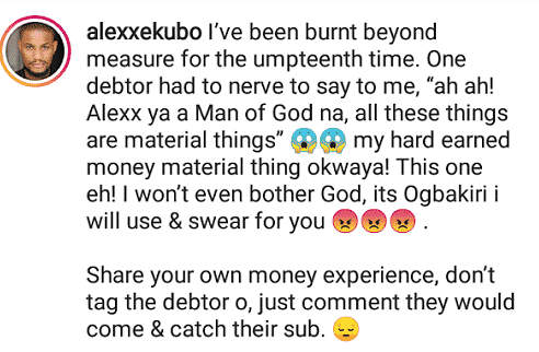 Alexx Ekubo angry after debtor refused to pay up; threatens him with witchcraft