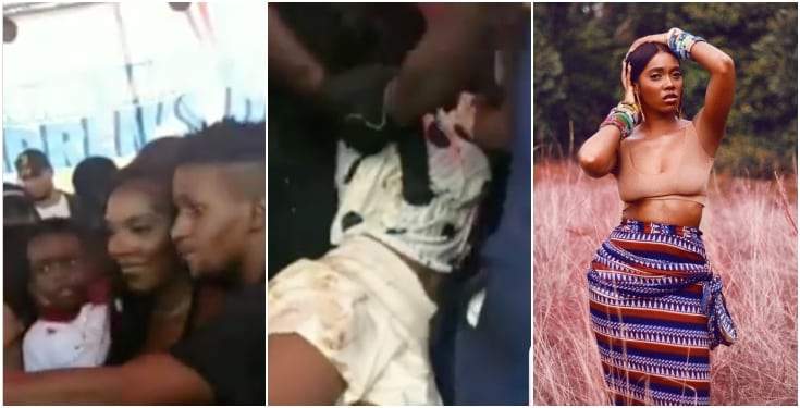 Lady Faints While Struggling To Snap With Tiwa Savage At Regina Daniels' Carnival (Video)
