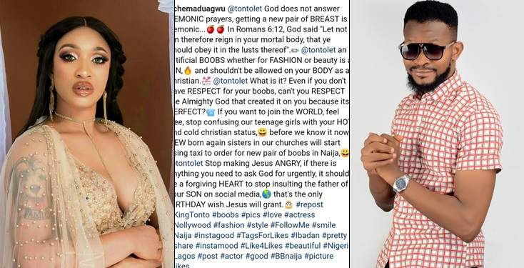 'Asking God For New Bo0bs Is Demonic' Actor Uche Maduagwu Blast Tonto Dikeh