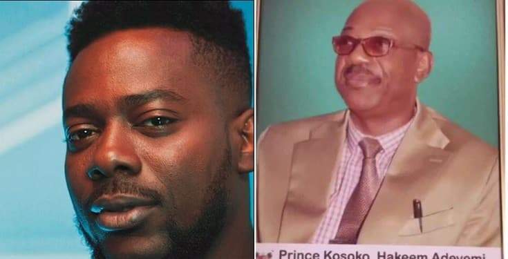 Adekunle Gold fights back tears as his father is buried (video)