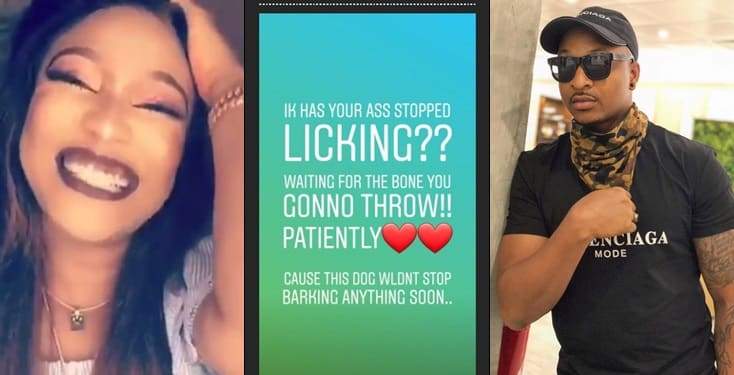 Actor IK Ogbonna's Ass Is Leaking- Tonto Dikeh Reveals, As He Calls Her A Dog